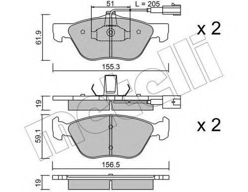 RAICAM 1.615.1 Комплект гальмівних колодок, дискове гальмо