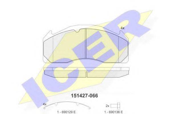ICER 29222 Комплект гальмівних колодок, дискове гальмо