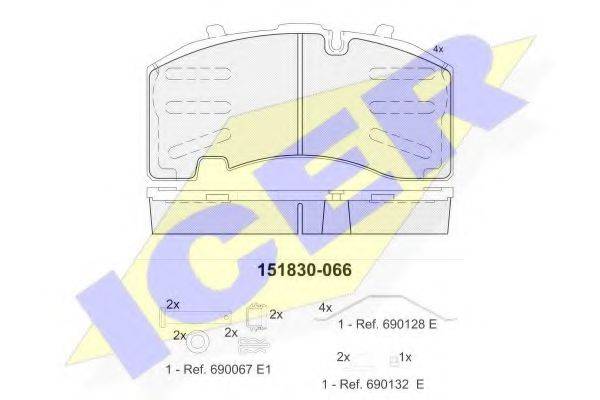 ICER 151830 Комплект гальмівних колодок, дискове гальмо