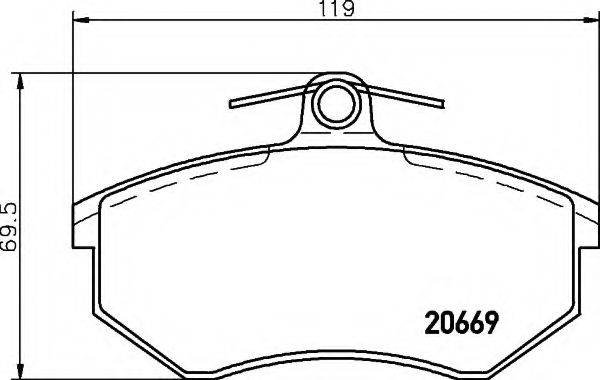 HELLA 20669 Комплект гальмівних колодок, дискове гальмо