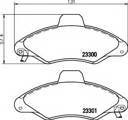 HELLA 23301 Комплект гальмівних колодок, дискове гальмо