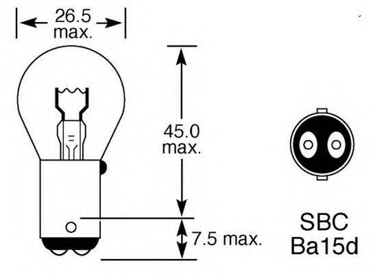 LUCAS ELECTRICAL LLB346 Лампа розжарювання, додатковий ліхтар сигналу гальмування