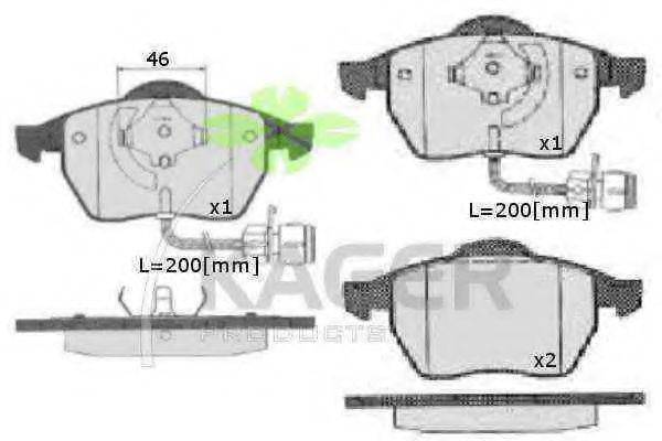 KAGER 350103 Комплект гальмівних колодок, дискове гальмо