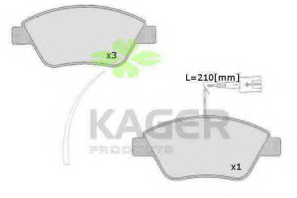 KAGER 41104 Комплект гальмівних колодок, дискове гальмо