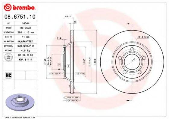 BRECO BS7503 гальмівний диск