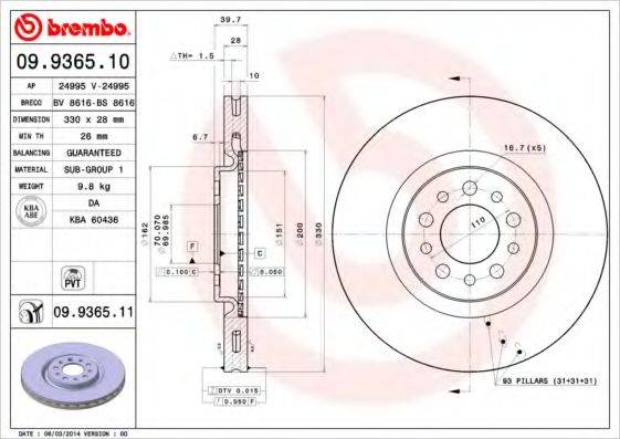 BRECO BS8616 гальмівний диск