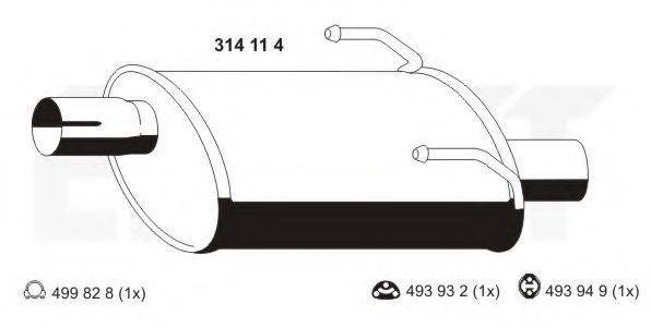 ERNST 314114 Глушник вихлопних газів кінцевий