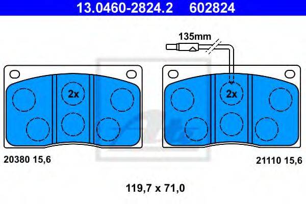 ATE 20380 Комплект гальмівних колодок, дискове гальмо