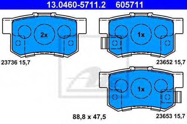 ATE 23652 Комплект гальмівних колодок, дискове гальмо