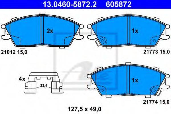 ATE 21012 Комплект гальмівних колодок, дискове гальмо