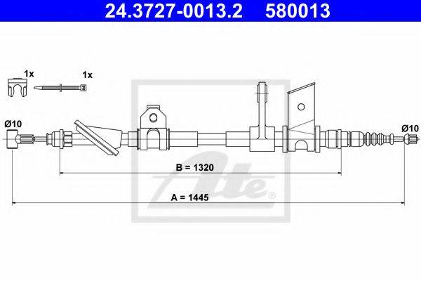 ATE 580013 Трос, стоянкова гальмівна система