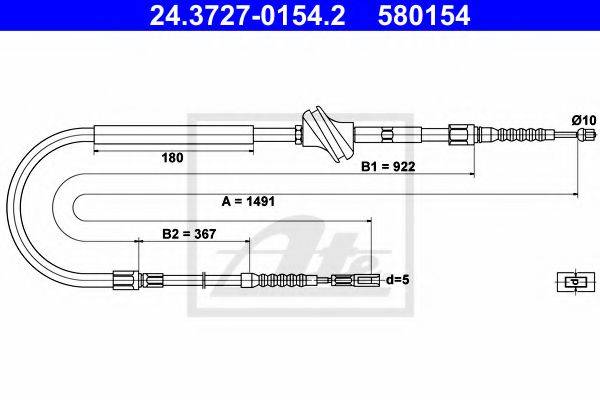 FTE FBS02054 Трос, стоянкова гальмівна система