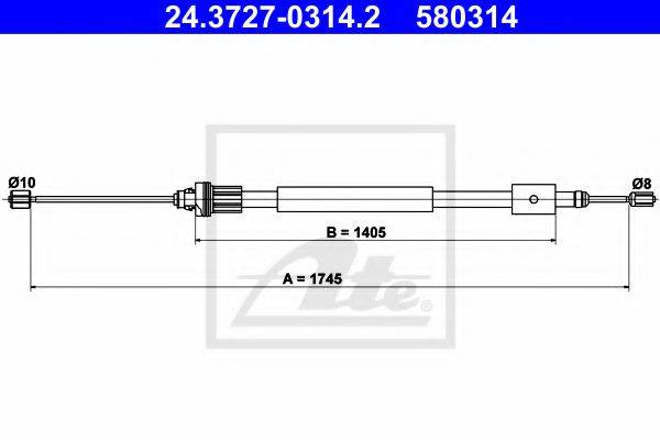TEXTAR 44033800 Трос, стоянкова гальмівна система