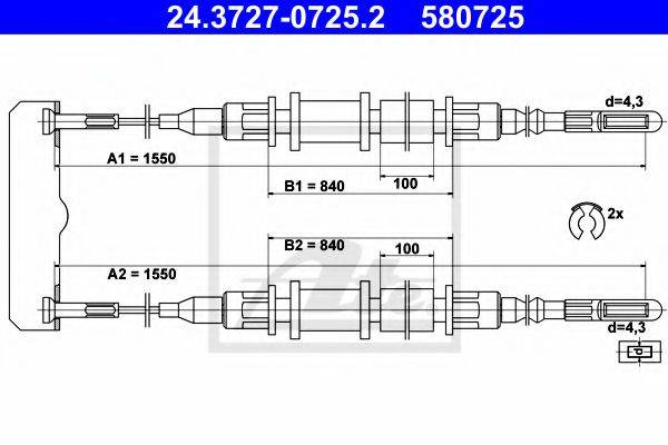 TEXTAR 44029200 Трос, стоянкова гальмівна система