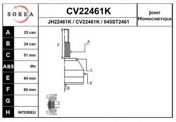 EAI CV22461K Шарнірний комплект, приводний вал