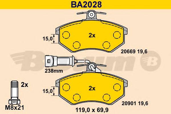 BARUM BA2028 Комплект гальмівних колодок, дискове гальмо