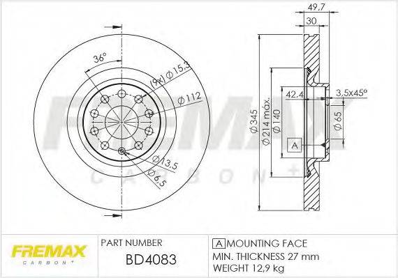 FREMAX BD4083 гальмівний диск