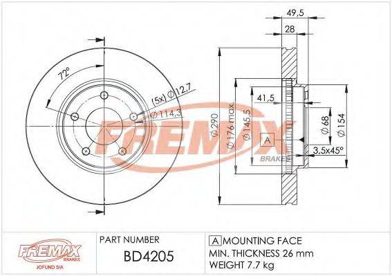 FREMAX BD4205 гальмівний диск