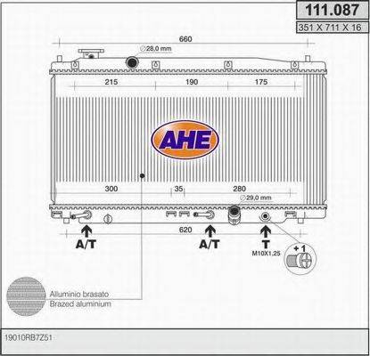 AHE 111087 Радіатор, охолодження двигуна