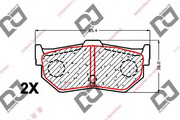 DJ PARTS BP1740 Комплект гальмівних колодок, дискове гальмо