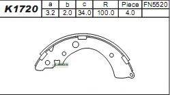 ASIMCO K1720 Комплект гальмівних колодок