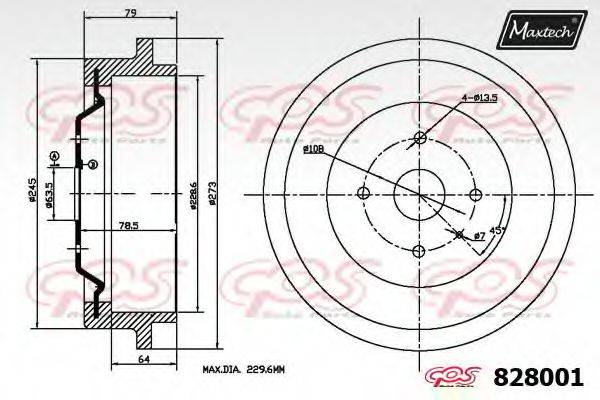 MAXTECH 828001 Гальмівний барабан