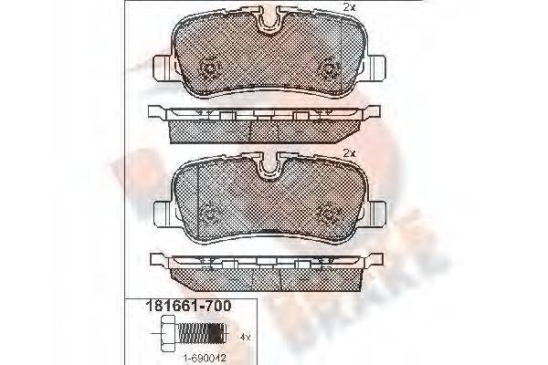 R BRAKE RB1661700 Комплект гальмівних колодок, дискове гальмо