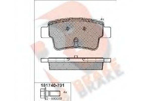 R BRAKE 24349 Комплект гальмівних колодок, дискове гальмо