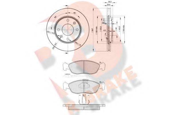 R BRAKE 21430 Комплект гальм, дисковий гальмівний механізм