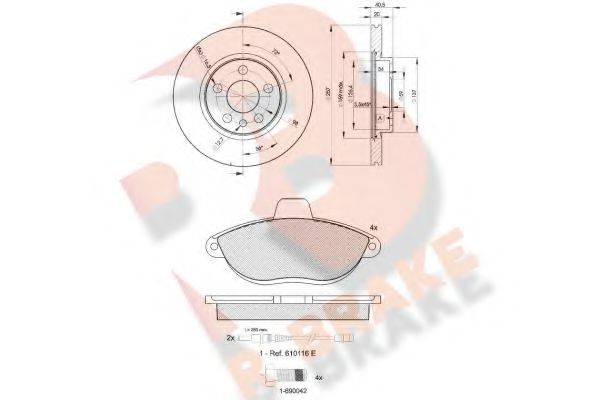 R BRAKE 23042 Комплект гальм, дисковий гальмівний механізм