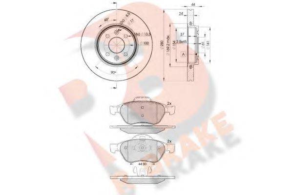 R BRAKE 24535 Комплект гальм, дисковий гальмівний механізм