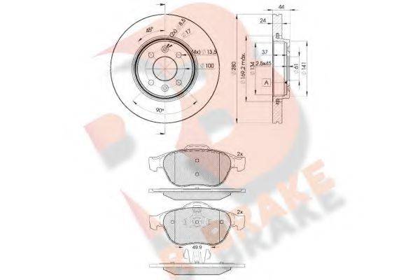 R BRAKE 24536 Комплект гальм, дисковий гальмівний механізм