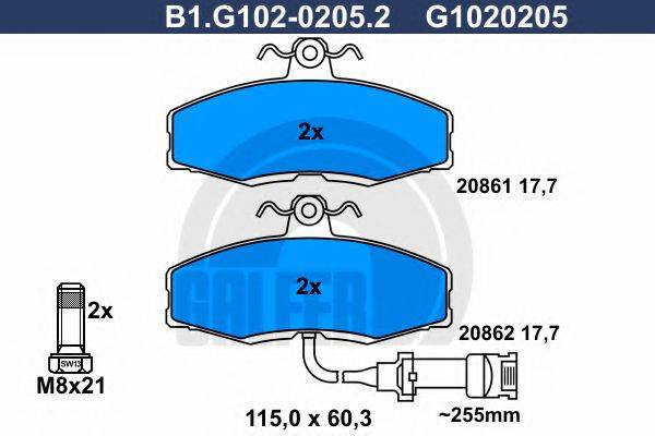 GALFER 20862 Комплект гальмівних колодок, дискове гальмо