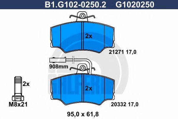 GALFER 20332 Комплект гальмівних колодок, дискове гальмо