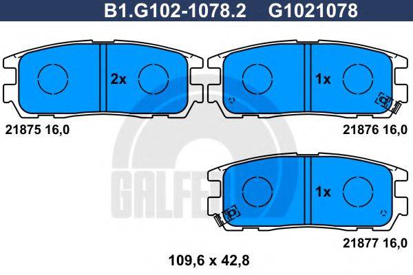 GALFER B1G10210782 Комплект гальмівних колодок, дискове гальмо
