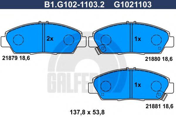 GALFER B1G10211032 Комплект гальмівних колодок, дискове гальмо