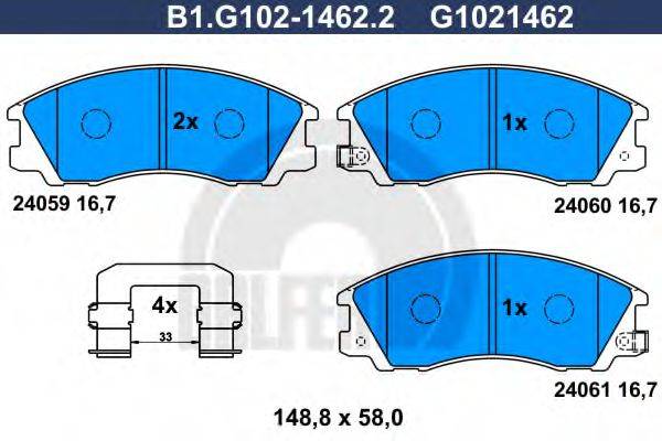 GALFER 24059 Комплект гальмівних колодок, дискове гальмо