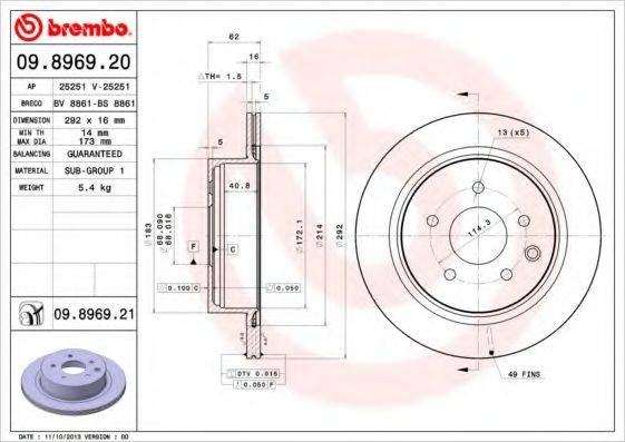 BREMBO 09.8969.20