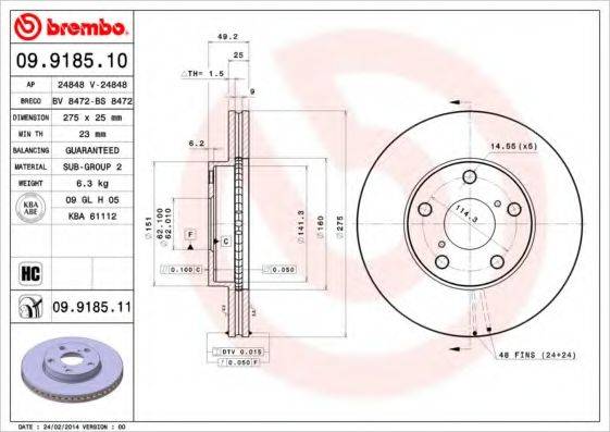 BREMBO 09.9185.11