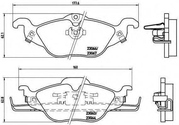 BREMBO 23063 Комплект гальмівних колодок, дискове гальмо