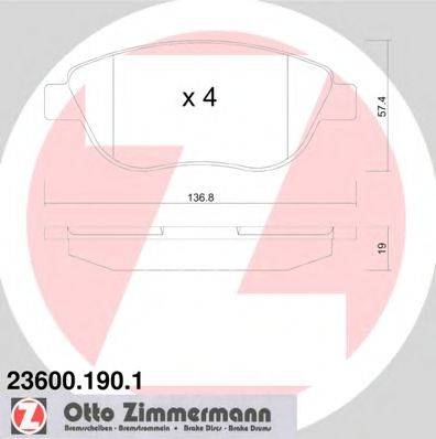 ZIMMERMANN 23600 Комплект гальмівних колодок, дискове гальмо