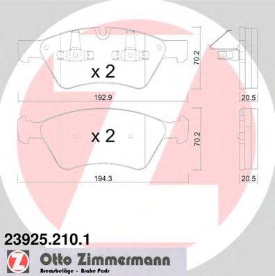 ZIMMERMANN 23925 Комплект гальмівних колодок, дискове гальмо