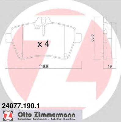 ZIMMERMANN 24077 Комплект гальмівних колодок, дискове гальмо
