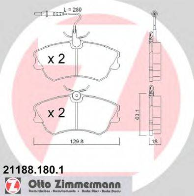ZIMMERMANN 21889 Комплект гальмівних колодок, дискове гальмо