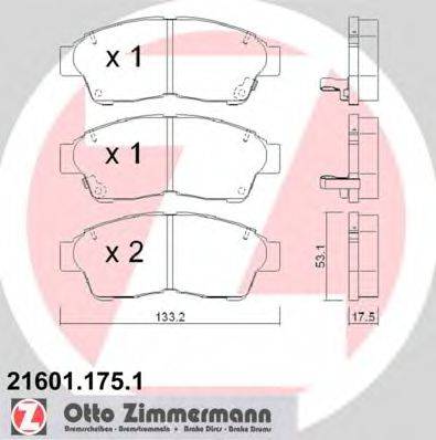 ZIMMERMANN 21601 Комплект гальмівних колодок, дискове гальмо