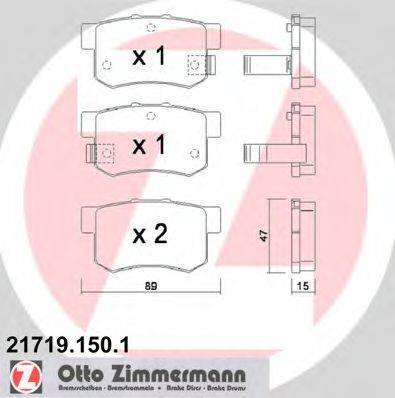 ZIMMERMANN 21719 Комплект гальмівних колодок, дискове гальмо