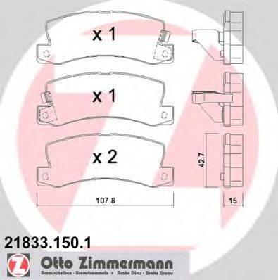 ZIMMERMANN 21833 Комплект гальмівних колодок, дискове гальмо