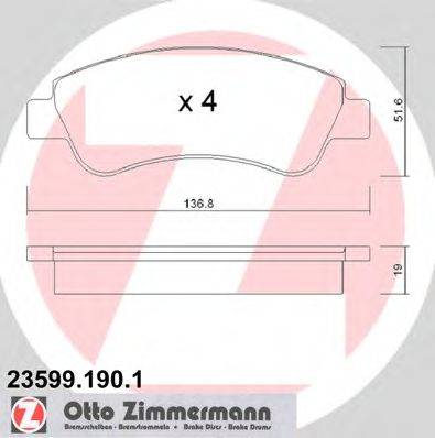 ZIMMERMANN 22954 Комплект гальмівних колодок, дискове гальмо