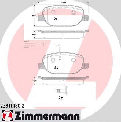 ZIMMERMANN 23811 Комплект гальмівних колодок, дискове гальмо
