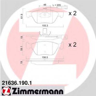 ZIMMERMANN 21637 Комплект гальмівних колодок, дискове гальмо